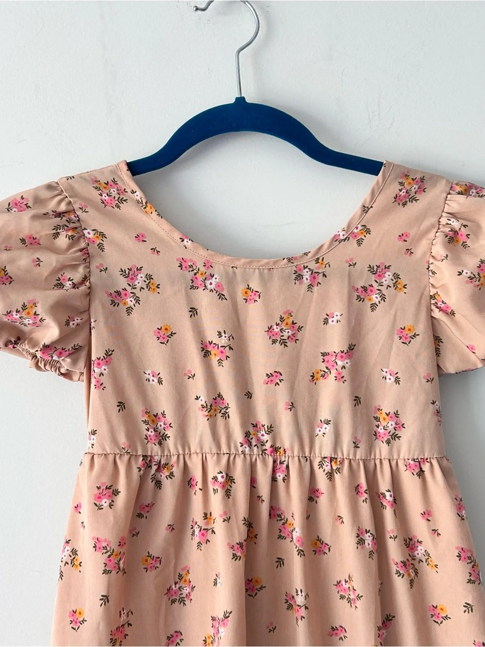 Jenna & Jessie|Girls Peach Floral Puff-Sleeve Bubble Dress sz 8